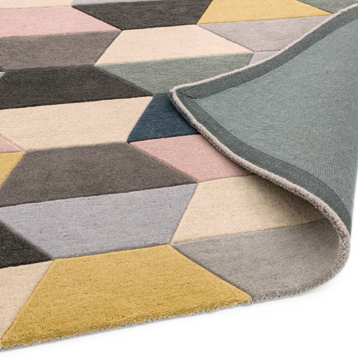 Rug Funk geometric grey yellow light blue pink b