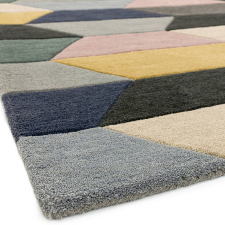 Tappeto Funk geometrico grigio e giallo 120x170