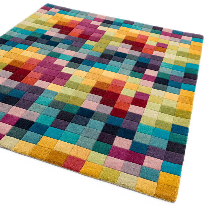 Rug Funk geometric multicolor red orange yellow