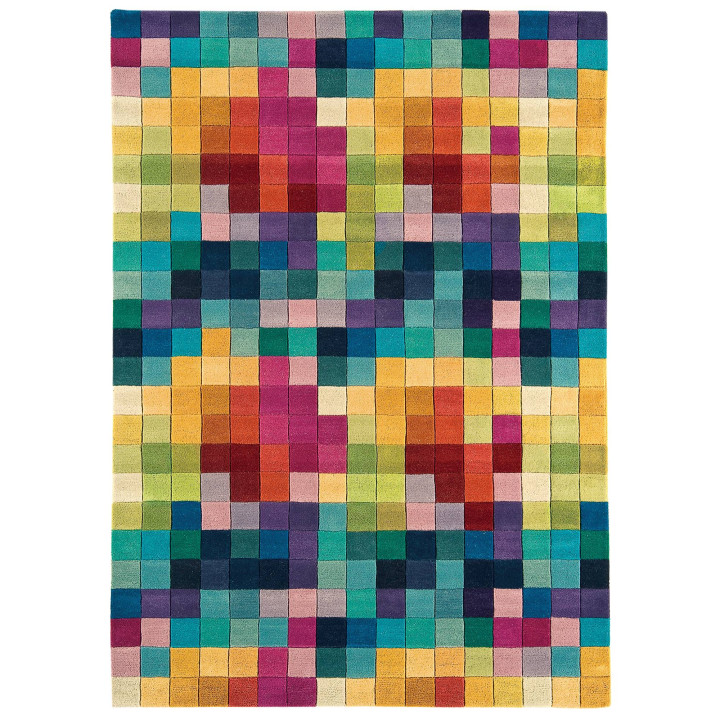 Rug Funk geometric multiblue multi green yellow