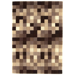 Rug Funk geometric brown beige dark grey 140x200