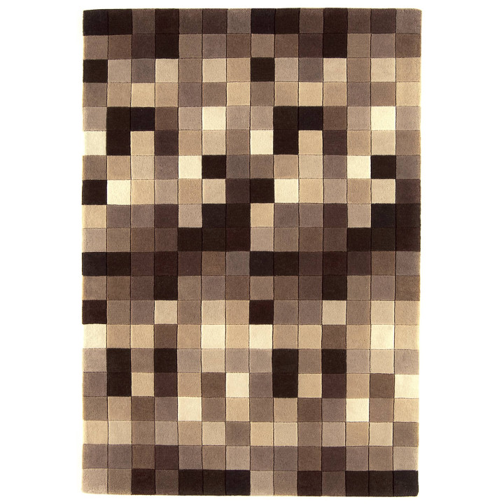 Tappeto Funk geometrico marrone e beige 140x200