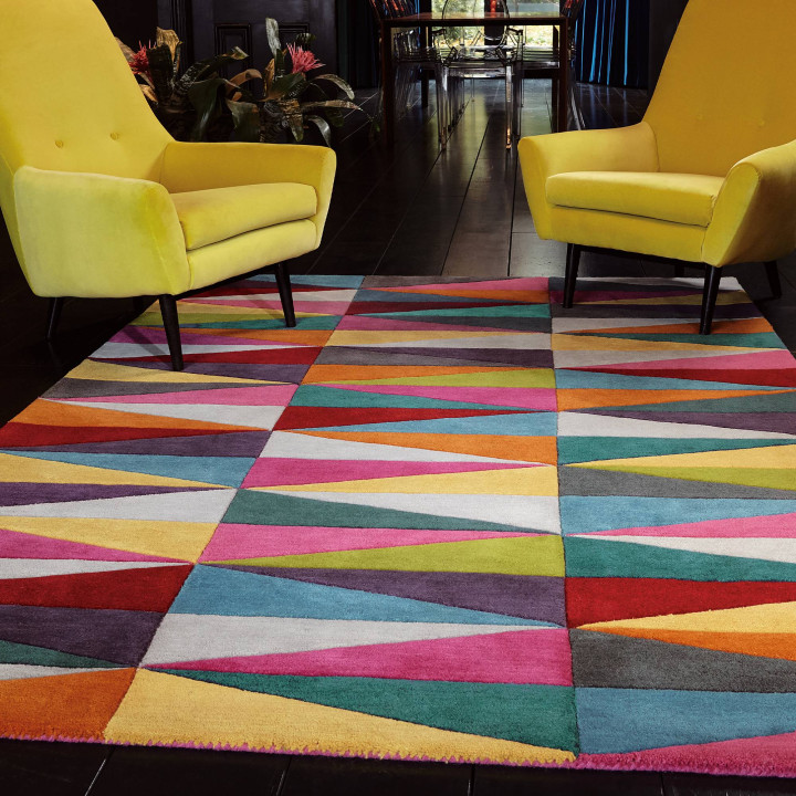 Tappeto Funk geometrico multicolore e grigio 200