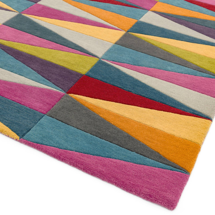 Rug Funk geometric multicolour grey blue red ora