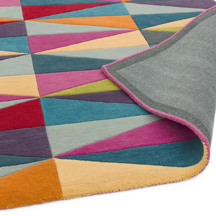 Rug Funk geometric multicolour grey blue red ora