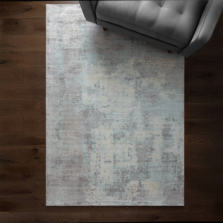 Tappeto Gatsby astratto blu chiaro e grigio 160x