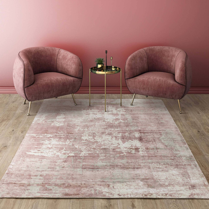 Tappeto Gatsby astratto rosa e avorio 240x340 cm