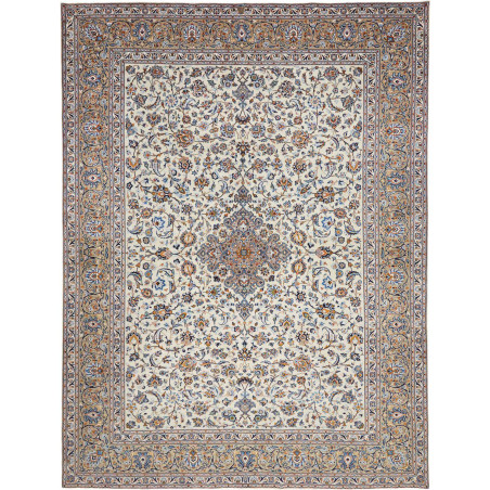 Hand Made Rug Kashan Persia 306x406 Cream Blue