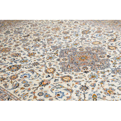Hand Made Rug Kashan Persia 306x406 Cream Blue