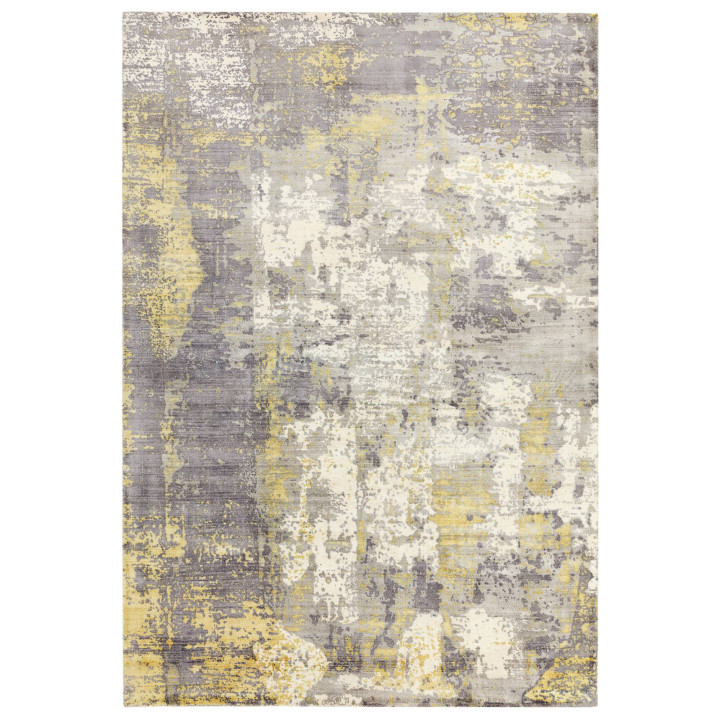 Tappeto Gatsby astratto grigio e giallo oro 160x