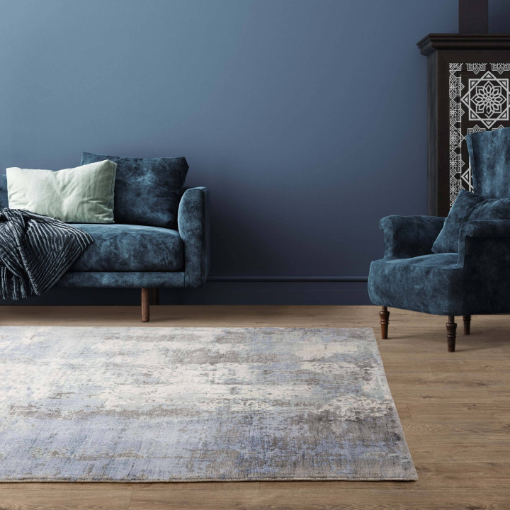 Tappeto Gatsby astratto blu e grigio 160x230 cm