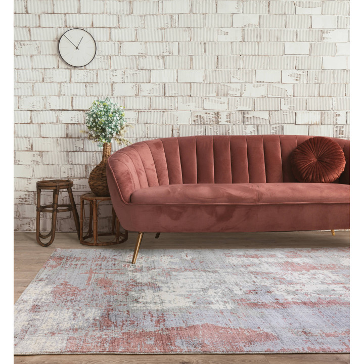 Rug Gatsby abstract brick red light grey beige 1