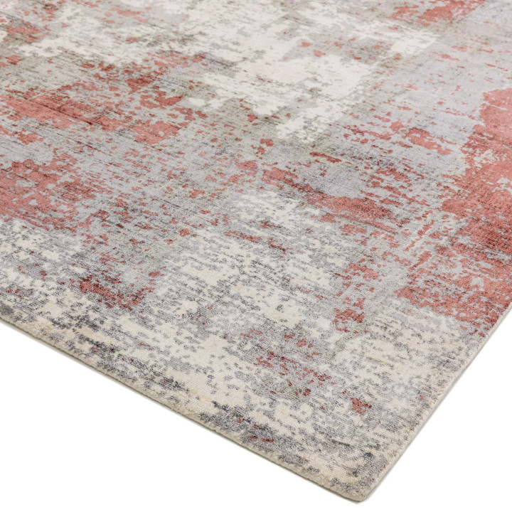 Rug Gatsby abstract brick red light grey beige 1