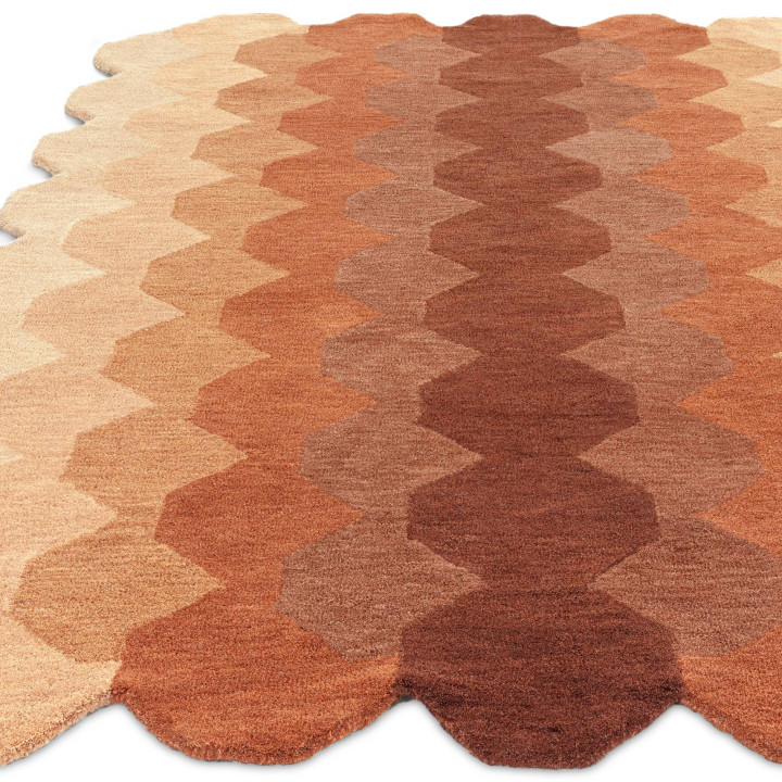 Tappeto Hive geometrico arancione e marrone cors