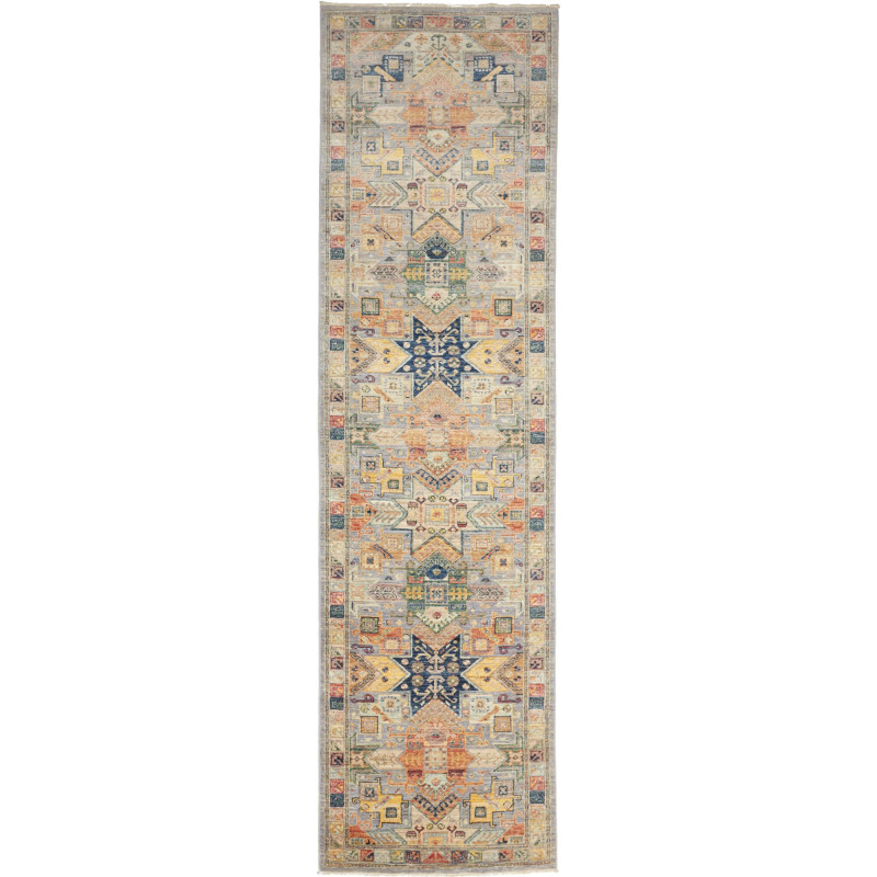 Rug Tribal Pakistan 79x292 Grey-beige Navy Blue