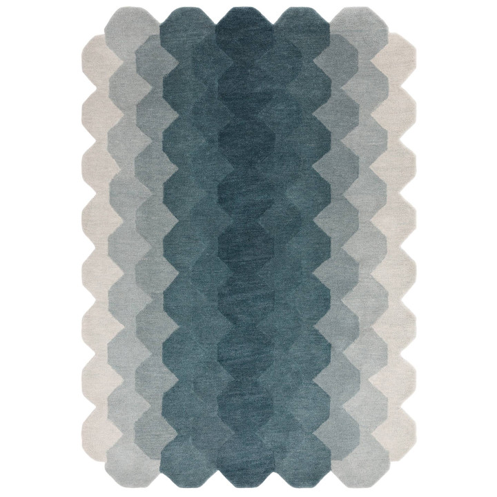Tappeto Hive geometrico blu scuro e azzurro 160x