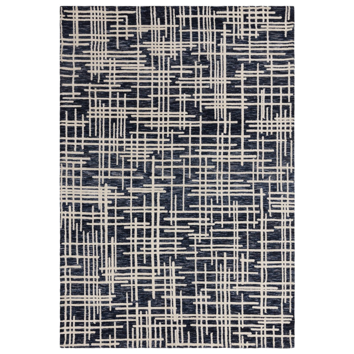 Rug Mason abstract dark blue cream white 120x170