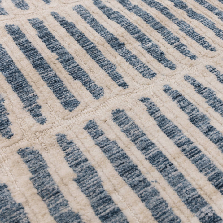 Tappeto Mason geometrico blu e beige 120x170 cm