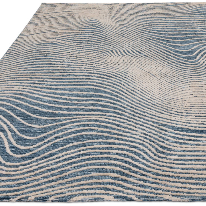 Tappeto Mason geometrico blu e beige 200x290 cm