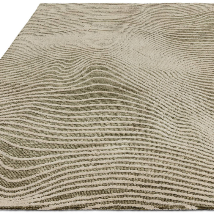 Tappeto Mason astratto verde oliva e beige 160x2