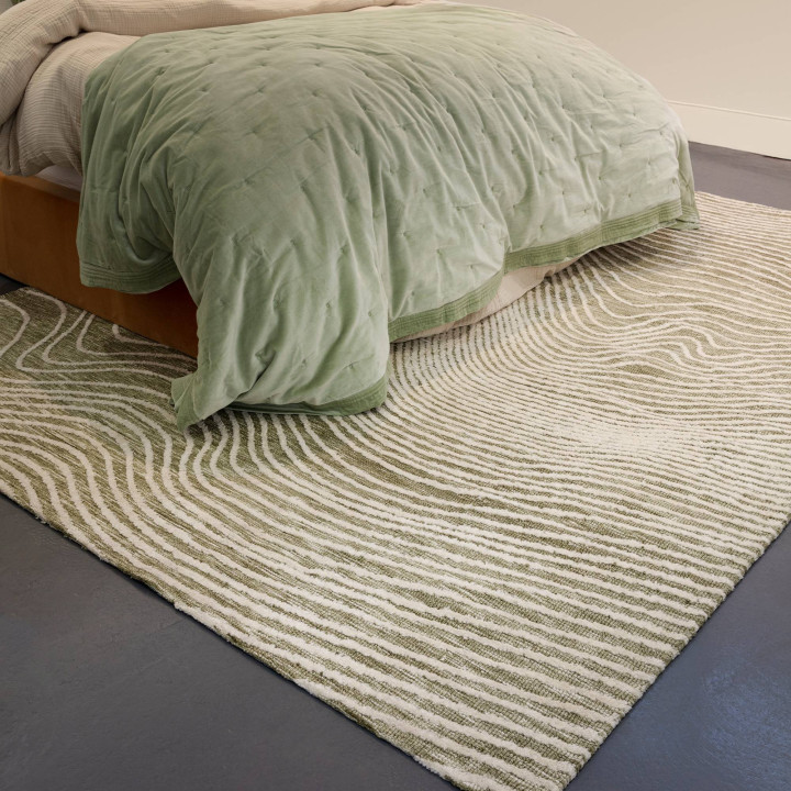 Tappeto Mason astratto verde oliva e beige 160x2