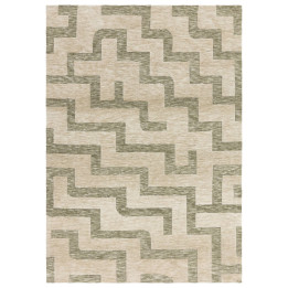 Tappeto Mason geometrico verde oliva e beige 120
