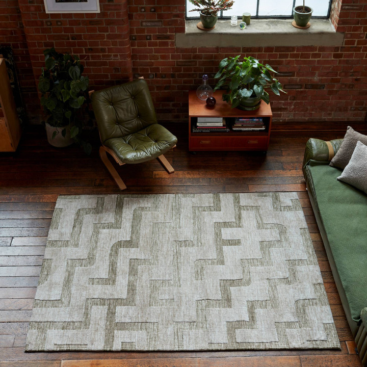 Rug Mason geometric olive green beige 120x170 cm
