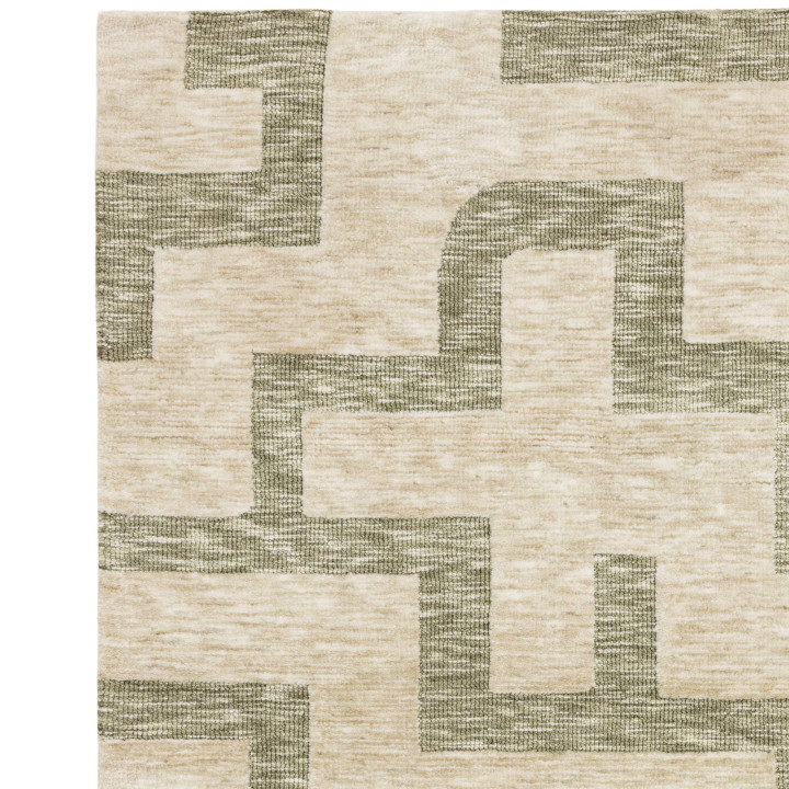 Tappeto Mason geometrico verde oliva e beige 160
