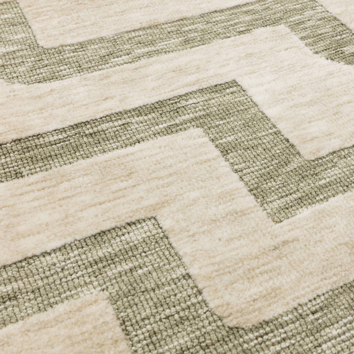 Tappeto Mason geometrico verde oliva e beige 160