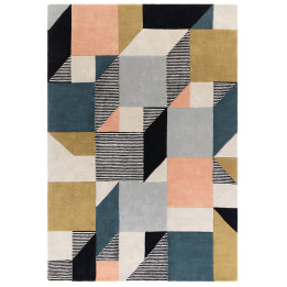 Tappeto Matrix geometrico nero e beige 200x290 c