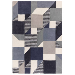 Tappeto Matrix geometrico blu scuro e blu chiaro