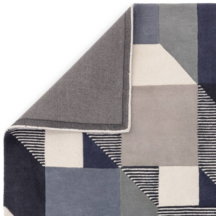 Rug Matrix geometric dark blue light blue grey o