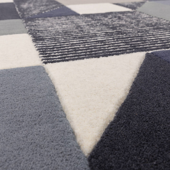 Rug Matrix geometric dark blue light blue grey o