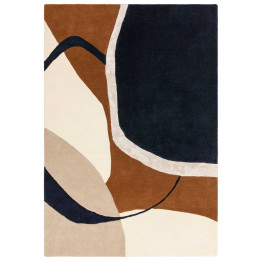 Rug Matrix abstract dark blue brown beige cream