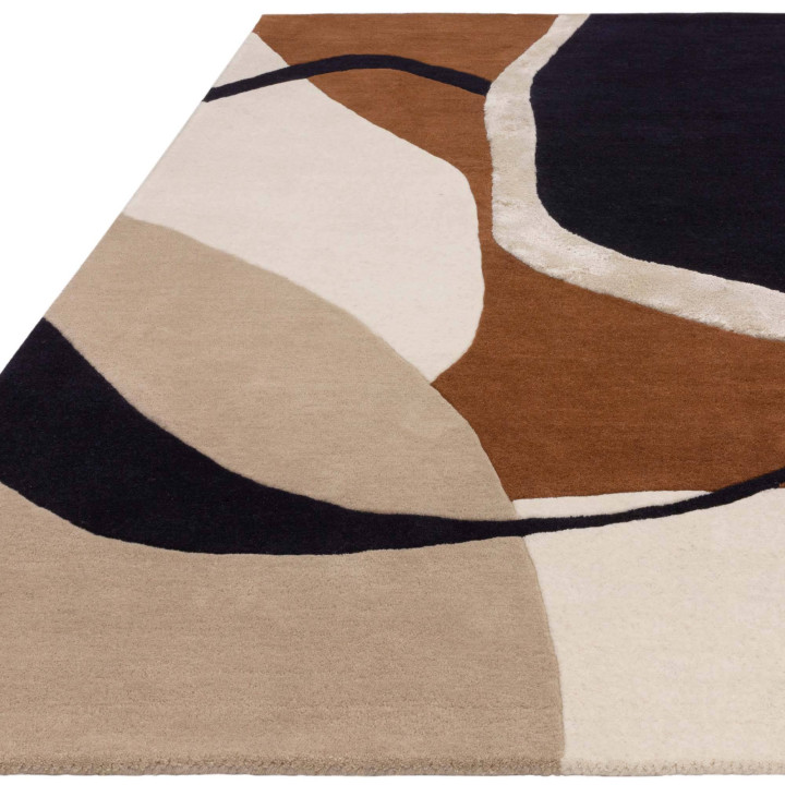 Rug Matrix abstract dark blue brown beige cream