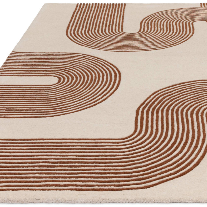 Rug Matrix geometric cream burnt orange 120x170