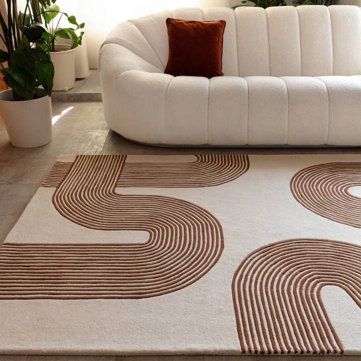 Tappeto Matrix geometrico beige e rame 160x230 c