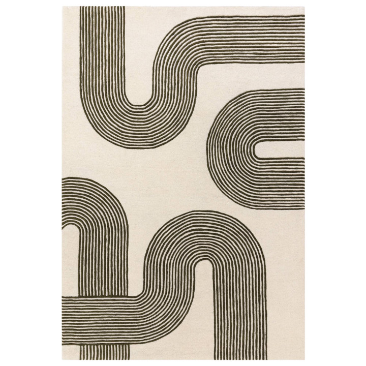 Tappeto Matrix geometrico verde oliva e beige 12