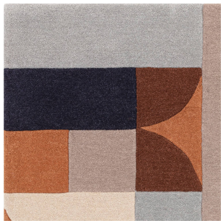 Tappeto Matrix geometrico marrone e arancione 16
