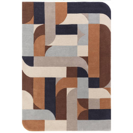 Tappeto Matrix geometrico marrone e beige 200x30