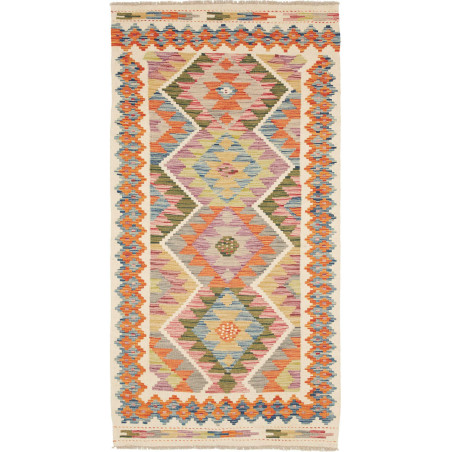 Hand Made Rug Kilim Afghanistan 99x192 Orange M