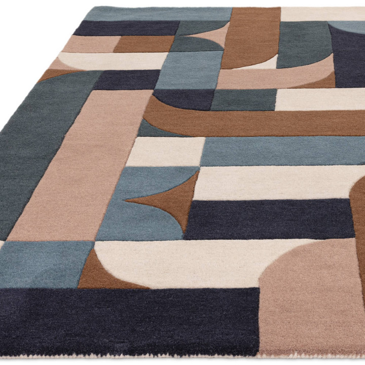 Tappeto Matrix geometrico blu e beige 120x170 cm