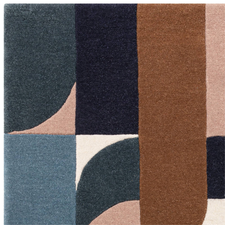 Rug Matrix geometric blue beige brown dark green