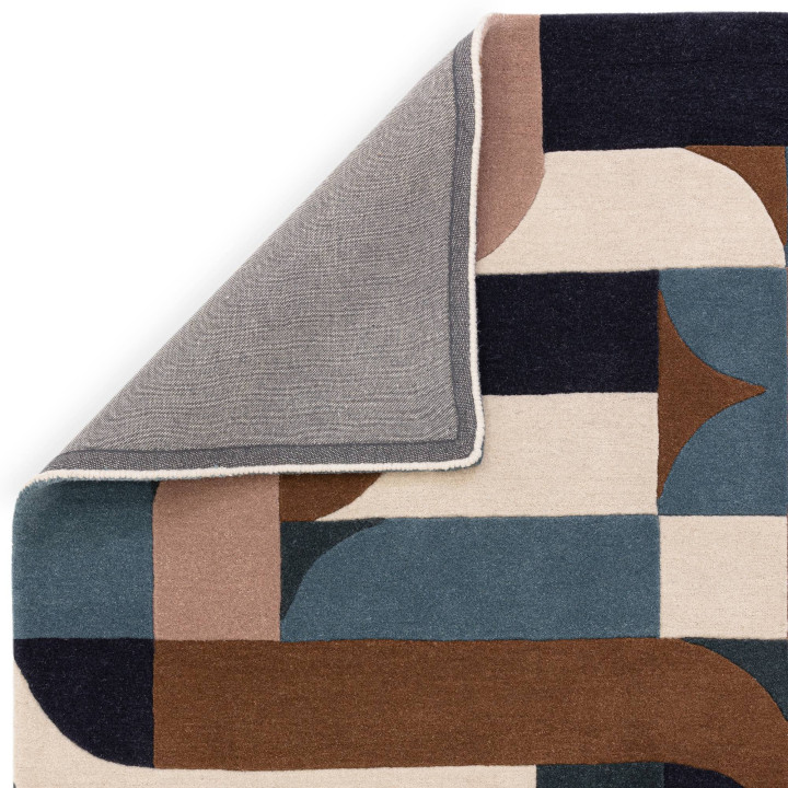 Rug Matrix geometric blue beige brown dark green