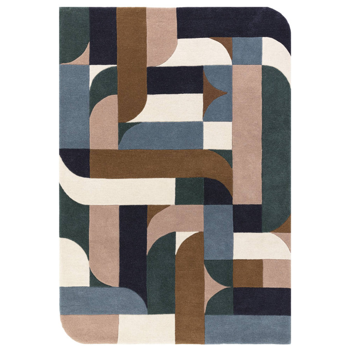 Tappeto Matrix geometrico blu e beige 160x230 cm