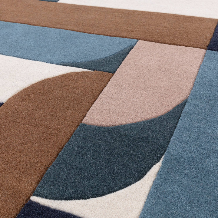 Tappeto Matrix geometrico blu e beige 200x300 cm