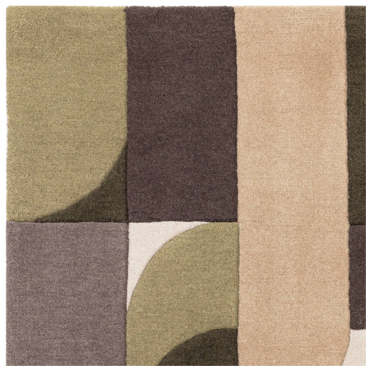 Tappeto Matrix geometrico verde oliva e beige 16