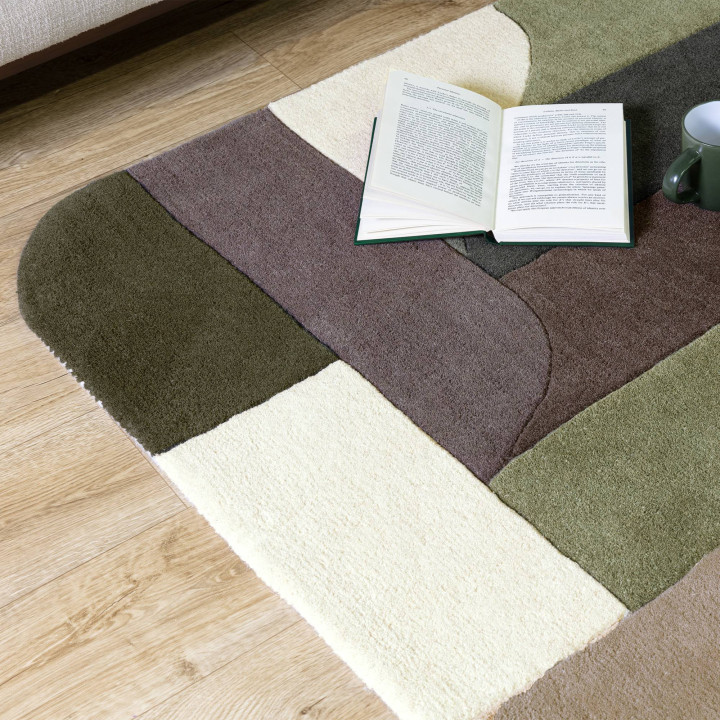 Tappeto Matrix geometrico verde oliva e beige 20