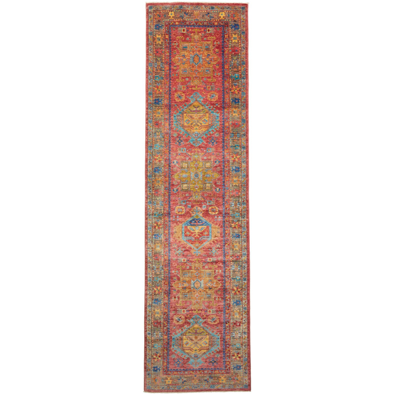Rug Tribal Pakistan 79x298 Rust Red Golden Yell