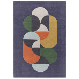 Rug Matrix geometric dark blue golden yellow oli